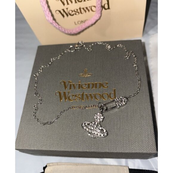 Vivienne Westwood Silver 3D Nana Orb Paperclip Necklace Chain With Dust Bag - Picture 1 of 5